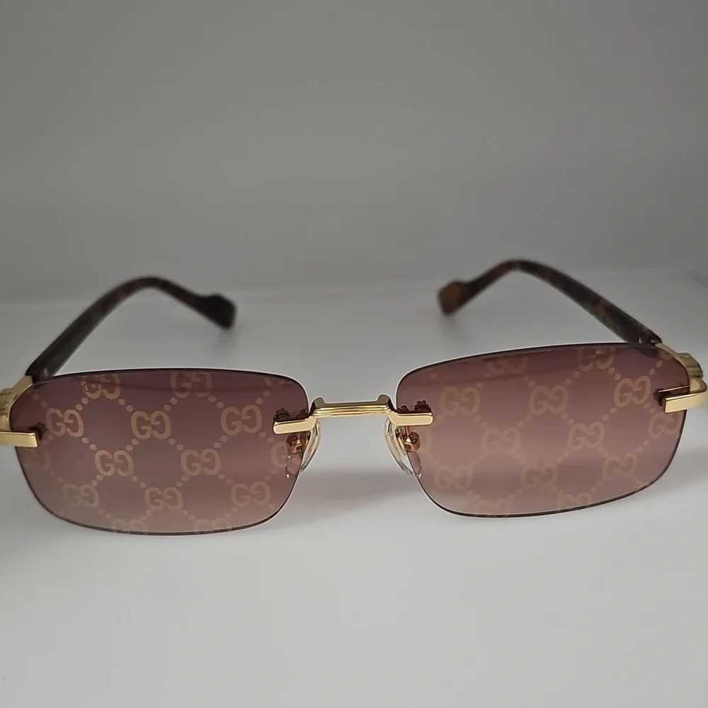 GUCCI UNISEX GG1221S 004 GUCCI RIMLESS GG LOGO ON LENS SUNGLASSES - Picture 9 of 13